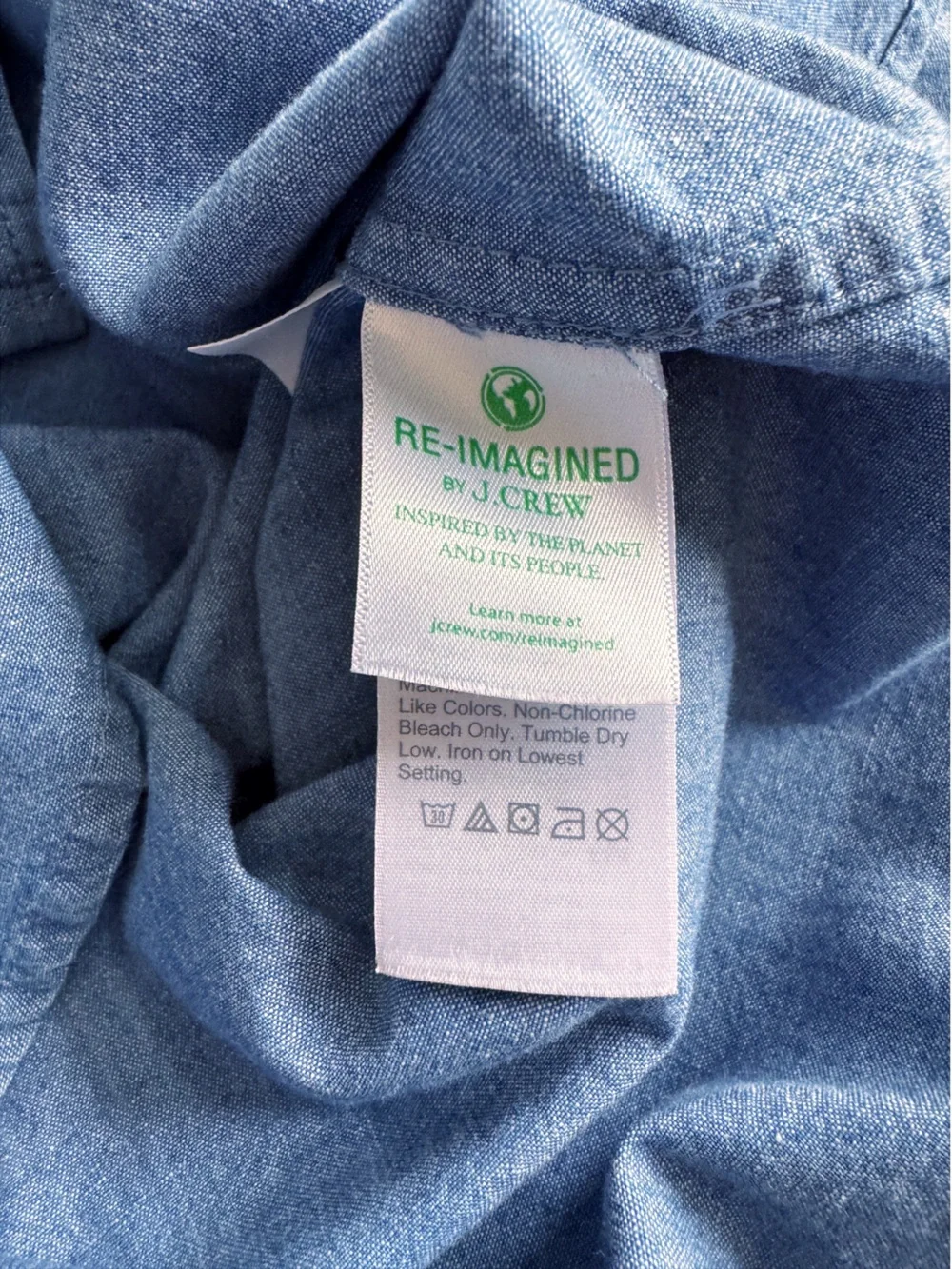 J. CREW Classic Chambray Ruffle Button Front Shirt Size 6